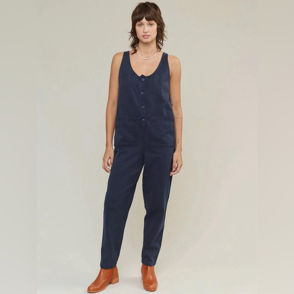 Jungmaven Button Front Jumper Navy Jumpsuit